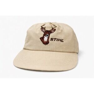 Vintage STIHL Hat w/ Deer Brown Canvas K-Products Snapback w/ Whitetail Buck